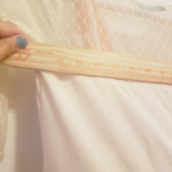 Off White Lace Dress With Sheer Top and Sleeves - Picture 7 of 7